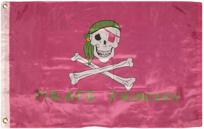 2x3 Jolly Roger Pirate Princess Pink Flag 2'x3' Banner Grommets Fade Resistant - Image 1 of 4