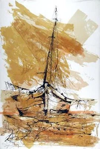 Gino Hollander, Barco de Madrugada, Litografía, firmada y numerada a lápiz - Imagen 1 de 3