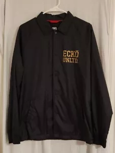 Chaqueta negra ilimitada para hombre Ecko talla pequeña a presión forrada ligera - Imagen 1 de 9