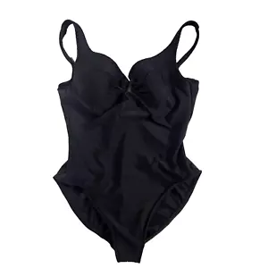 Miracle Suit Sz 16 Black Swimsuit Gathered bust Clasic Minimal Modest Swim - Picture 1 of 6