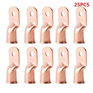 25X 3/0 5/16" Ring Cable Lug Crimp Bare Copper Terminal Power Ground Wire - Picture 1 of 5
