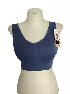 JOYSPUN BRALETTE COMFY BRA Dark Blue SCOOP BRA REMOVEABLE PADS Sz 3XL* - Picture 1 of 6
