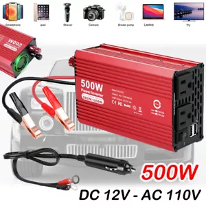 500W Car Power Inverter DC 12V To AC 110V 120V Adapter Converter 2 USB 2 AC - Picture 1 of 10