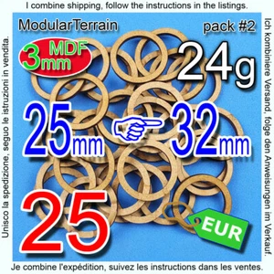 25x 3mm MDF Adapter 25mm To 32mm Round Base War Hammer 40K Age Of Sigmar AOS - Imagen 1 de 7