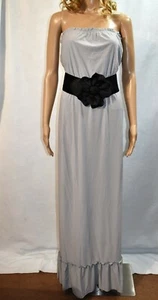Vestido gris maxi sin tirantes talla X-pequeño con cinturón para mujer - Imagen 1 de 7