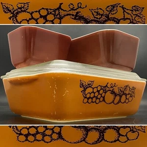 Pyrex Old Orchard 3pc Refrigerator Dish 1974-78 Made in USA 501 502 503 with Lid - Picture 1 of 24