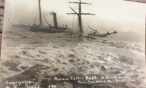 Antique 1910 Bering Sea Wrecked HTF RPPC Postcard Military Cutter Mail Steamer - Picture 1 of 8