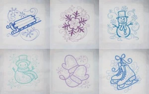 JUEGO DE BLOQUES DE EDREDÓN BORDADOS MÁQUINA DE INVIERNO DE 6 BLOQUES COMPLETO CON BATEO - Imagen 1 de 7