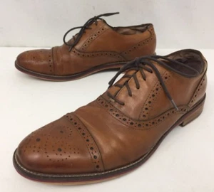 Johnston and Murphy Conard Brown Leather Brogue CapToe Oxfords Men's Sz 9 M - Picture 1 of 9