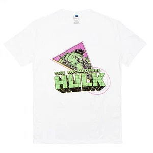 The Incredible Hulk '90s Retro Comic Logo T-Shirt White - Picture 1 of 6