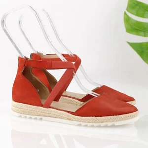 Eileen Fisher Womens Bisa Espadrille Shoe Size 7.5 Red Leather Ankle Strap Flat - Picture 1 of 13
