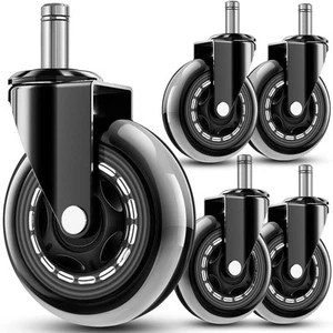 Office Chair Wheels - Replacement Rubber Wheels - Universal Fit 3 Inch Caster... - Picture 1 of 9