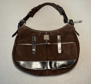 Dooney & Burke Safari Brown Suede Leather Shoulder Bag Hobo Style - Bild 1 von 10