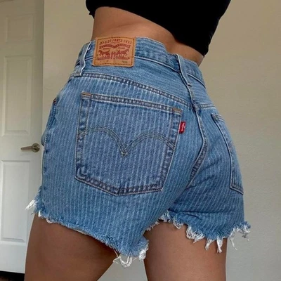 Levi's 501 Pinstriped Denim Cutoff Shorts - Image 1 of 4