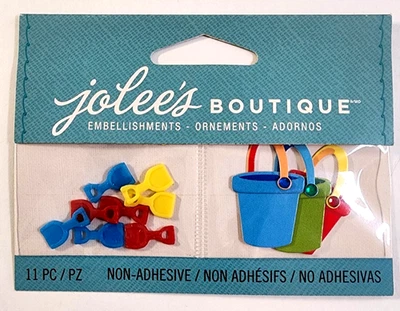 Palas y cubos juguetes de arena niños playa 11 piezas adornos 3D Jolee's 2012 Foto 1 de 2