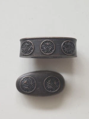 Japanese Fuchi Kashira sword fittings guard orthosis decorative hilt Samurai Art - Image 1 of 4