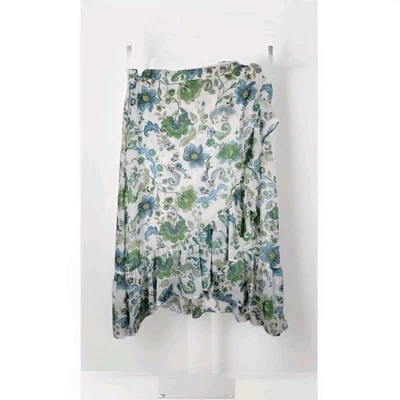 Falda midi Vince Camuto Usada en Excelente Condición Floral Cachemira Imitación Envoltura Volantes Talla Grande Playa Divertida Foto 1 de 4