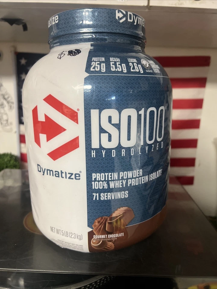 Гидролизованный 100% изолят сывороточного белка Dymatize ISO100 5 фунтов шоколад для гурманов - Изображение 1 из 1