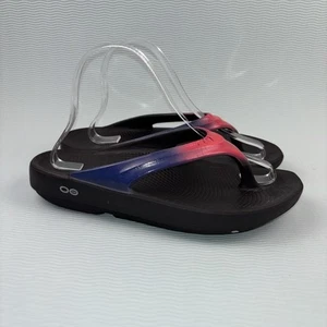 Oofos OOLALA bequeme Keilsandalen Damengröße 8 flamingo pink/blau Riemen - Bild 1 von 9