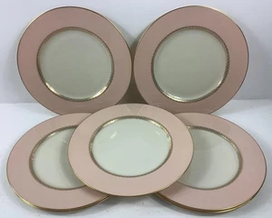 7-Piece Caribbee by Lenox X-444 Dinner Plates 10.75" D Pink White Gold - Picture 1 of 3