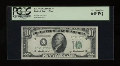 DBR 1950-B $10 Philadelphia Fr. 2012-C PCGS 64 PPQ Serial C55911705B - Image 1 of 2