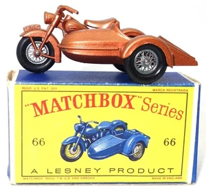 LESNEY MATCHBOX NO. 66 HARLEY DAVIDSON MOTOR CYCLE WITH SIDECAR - MINT BOXED - Picture 1 of 5