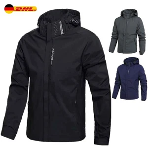 Wasserdichte Herren Regenjacke – Leichte Outdoor Jacke mit Kapuze, Regenmantel ✅ - Bild 1 von 11