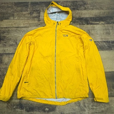 Chaqueta de lluvia Mountain Hardwear Dry Q Evap amarilla cremallera completa con capucha para hombre XL Foto 1 de 4