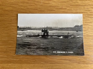 Real Photo Postcard C4 SUBMARINE 1914 WW1 ROYAL NAVY EXCELLENT CONDITION - Picture 1 of 2