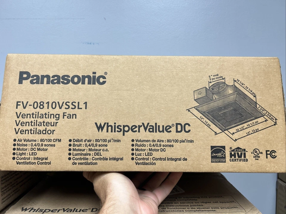 Panasonic FV-0810VSSL1 WhisperValue DC Ventilation Fan with LED Light - Image 1 of 1