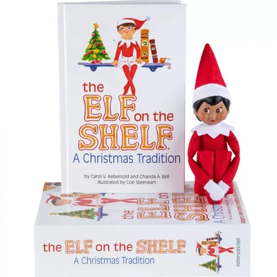 THE ELF ON THE SHELF Elf on the Shelf A Christmas Tradition Box Set Girl Brown Eyes & hair NEW w book