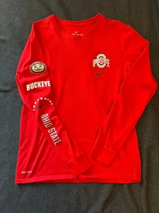 Ohio State Buckeyes Rot Langarmshirt Herren M Nike Tee Dri Fit Brutus - Bild 1 von 3