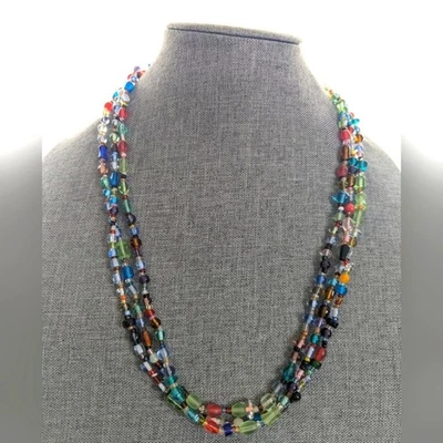Collares Boho Hippie India con cuentas de semillas de vidrio multicolor de 3 hebras Foto 1 de 4
