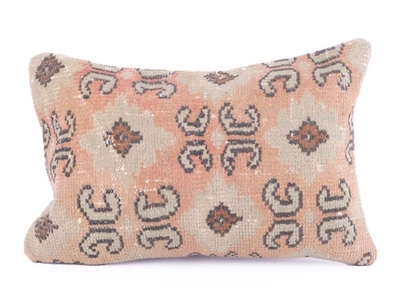 Vintage Rug Design Pillow Case Turkish Kilim Cover Decorative Wool Cushion - Image 1 of 4