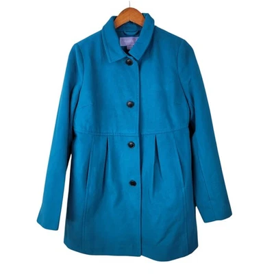 全新 Laura Scott 中号羊毛豌豆外套夹克 冬季 Peacoat 蓝绿色 — 第 1/4 张图片