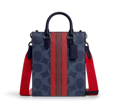 ❤️Coach Dylan Tote Bag SIG Canvas W/ Varsity Stripe Midnight Navy CBI38🎀NEW NWT - Image 1 of 4
