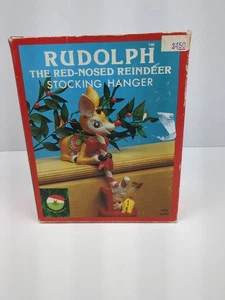 Vintage Christmas Kurt Adler Rudolph The Red Nosed Reindeer Stocking Hanger - Picture 1 of 6