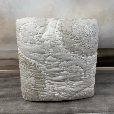 Pottery Barn Alanya Suzani Embroidered Floral Quilt Full/Queen Natural NWOT - Image 1 of 4