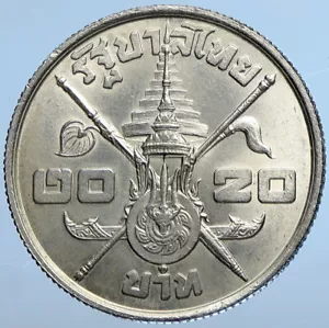1963 THAILAND King Rama IX Crown Scepter VINTAGE OLD Silver 20 BAHT Coin i111233 - Picture 1 of 3