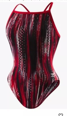 NUEVO $84 SPEEDO 10/36 Traje de Baño Una Pieza Profundo Interior Flyback Rojo/Negro Natación W24 Foto 1 de 4
