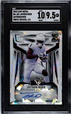 1/3 Jayden Reed RC Auto 2023 Leaf Metal White Crystal BA-JR1 NFL Packers SGC 9.5