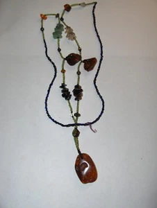 Collar Colgante Vintage Cuarzo Hematita Ámbar Piedras Ámbar Ámbar Joyería BONITO - Imagen 1 de 5