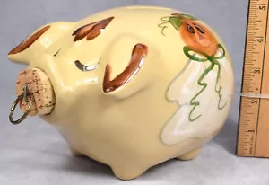 Alpine Pottery Roseville Ohio Corky Pig réplica banco Halloween Jack-O-Lantern - Imagen 1 de 6