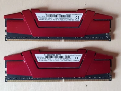 MATCHED PAIR 2x4GB RAM F4-2800C15D-8GVR RIPJAWS V DDR4 G.SKILL 15-15-15-35 1.25V - Immagine 1 di 2