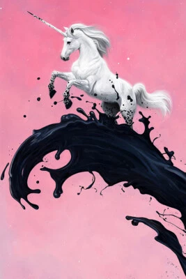 Fantasía Unicornio Caballo Impresión de Seda Rayo de Sol Bosque Arte de Pared - PÓSTER 20x30 Foto 1 de 4