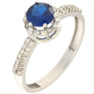 Anello Donna Oro Bianco 18 kt P050 con Zaffiro 0.74 ct Peso Oro 2.43 gr Diamanti - Imagen 1 de 4