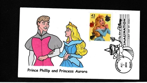 Paul Wagner Art of Disney Prince Phillip and Princess Aurora First Day Cover Cover