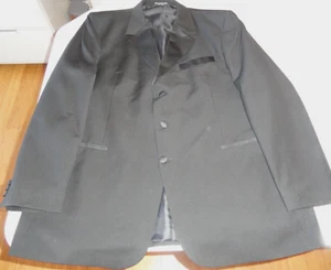 BIOS LE COLLEZIONI  BLACK PROM WEDDING TUXEDO SUIT FORMAL MEN'S JACKET COAT 48L - Picture 1 of 21