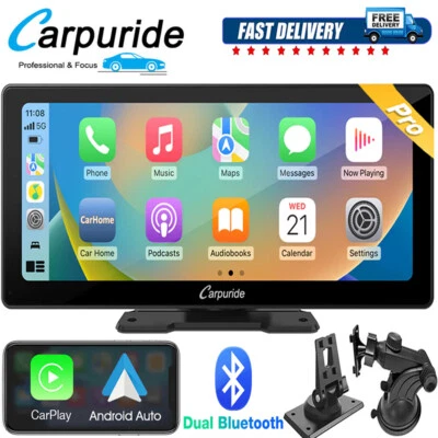 CARPURIDE W103 PRO PORTABLE CAR STEREO RADIO WIRELESS APPLE CARPLAY ANDROID AUTO
