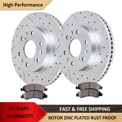 Rotores ranurados perforados delanteros y pastillas de freno para Chevy Silverado Sierra 1500 GMC Foto 1 de 4